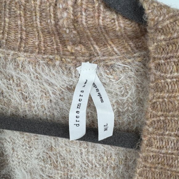 Dreamers neutral open cardigan tan white eyelash mohair look sweater woman’s siz - Picture 3 of 9